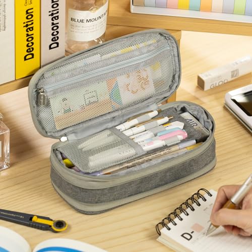 EASTHILL Large Capacity Pencil Case Organizer (Gray)