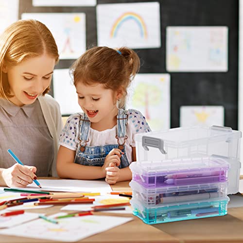 5 Pack Clear Stackable Plastic Pencil Boxes