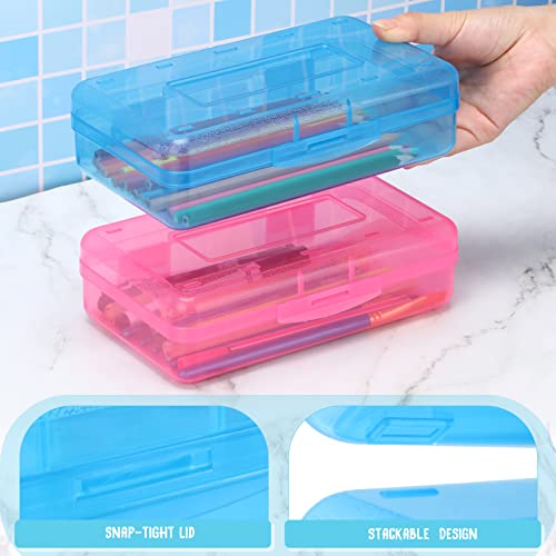 Bulk Clear Plastic Pencil Boxes - 10 Pack