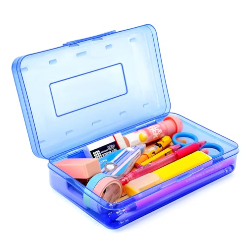 Soez Blue Clear Pencil Box with Stickers