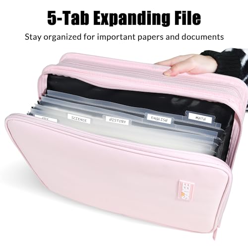 Pink Zip Binder Bag with Expanding File Organizer
