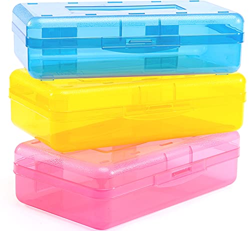 3 Pack Large Hard Pencil Cases - Clear Organizers