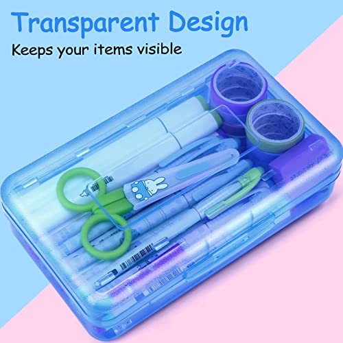 Soez Blue Clear Pencil Box with Stickers