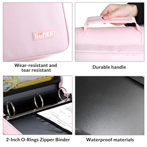 Pink Zip Binder Bag with Expanding File Organizer