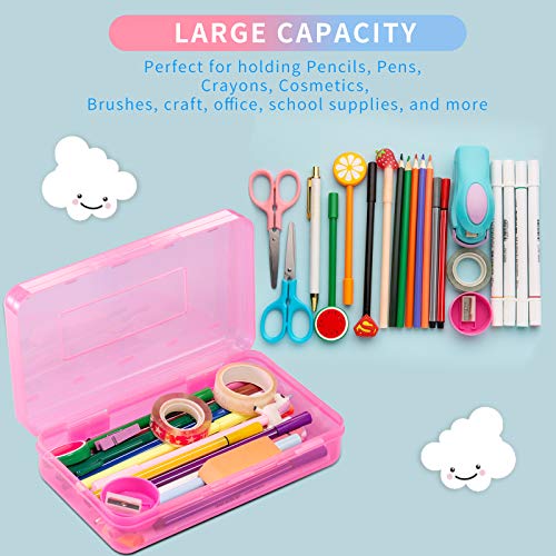 3 Pack Large Hard Pencil Cases - Clear Organizers