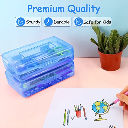Soez Blue Clear Pencil Box with Stickers