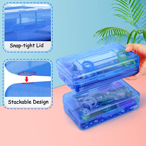 Soez Blue Clear Pencil Box with Stickers