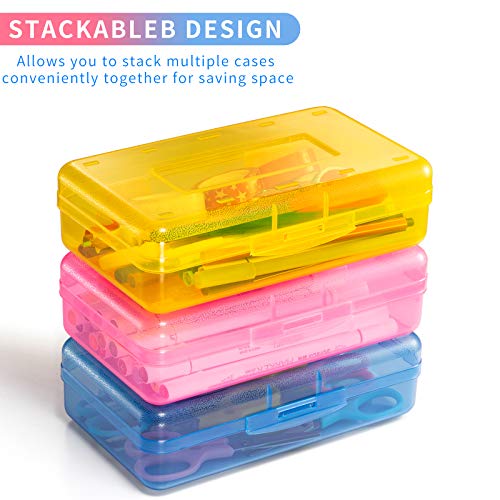 3 Pack Large Hard Pencil Cases - Clear Organizers