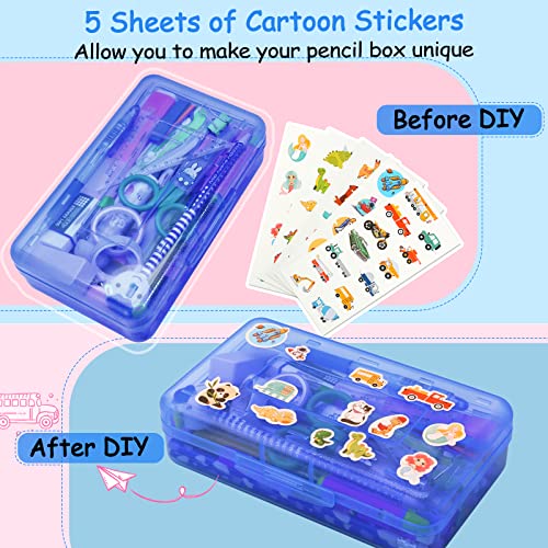 Soez Blue Clear Pencil Box with Stickers