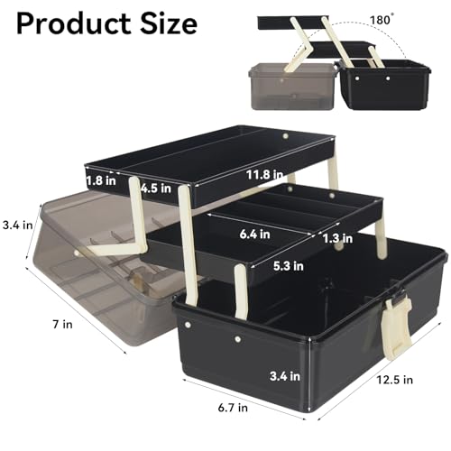 WEWLINE 13-Inch Portable 3-Layer Art Storage Box