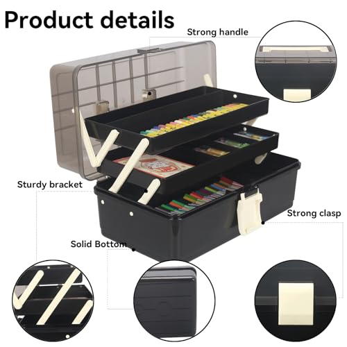 WEWLINE 13-Inch Portable 3-Layer Art Storage Box