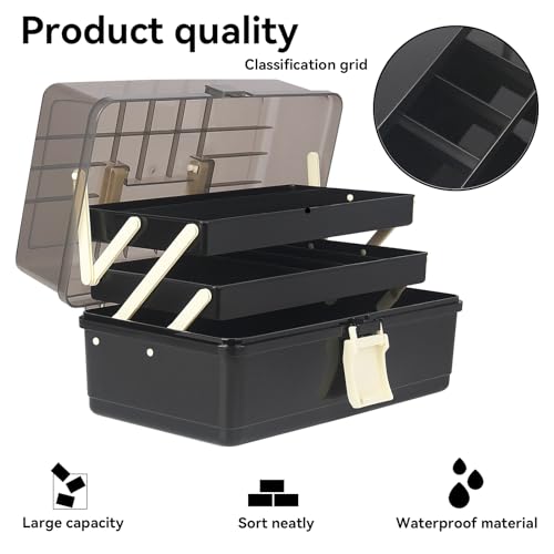 WEWLINE 13-Inch Portable 3-Layer Art Storage Box