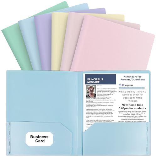6-Pack Colored Two Pocket Folders for School
