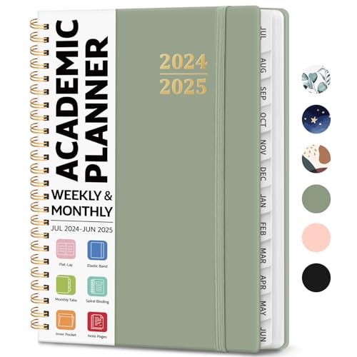 A5 Academic Planner 2024-2025 - Green Hardcover