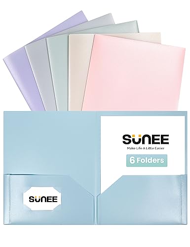 Pastel Plastic 2-Pocket Folders - 6 Pack