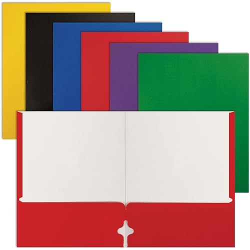 Assorted 2-Pocket Paper Folders, Pack of 100