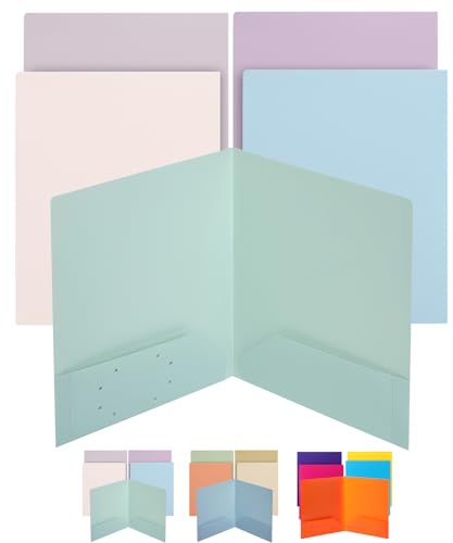 Muted Pastel 2-Pocket Plastic File Folders - 5 Pack