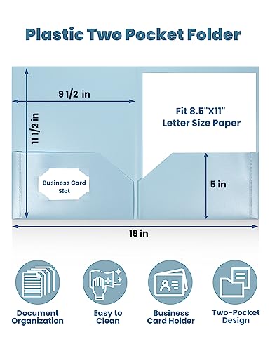Pastel Plastic 2-Pocket Folders - 6 Pack