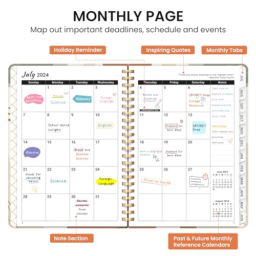 2024-2025 Academic Planner with Tabs - Abstract Design