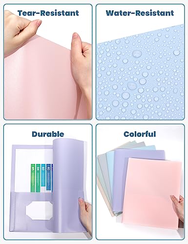 Pastel Plastic 2-Pocket Folders - 6 Pack