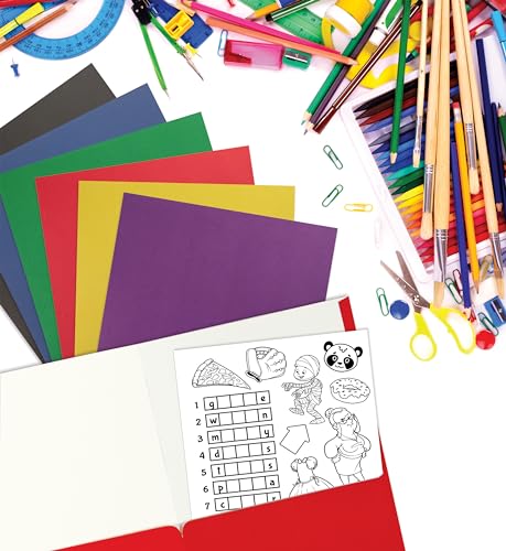 Assorted 2-Pocket Paper Folders, Pack of 100