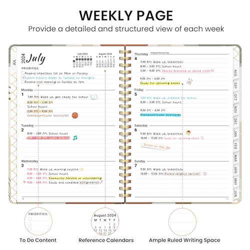 2024-2025 Academic Planner with Tabs - Abstract Design