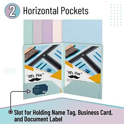 Muted Pastel 2-Pocket Plastic File Folders - 5 Pack
