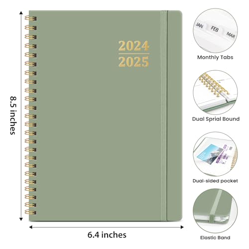 A5 Academic Planner 2024-2025 - Green Hardcover