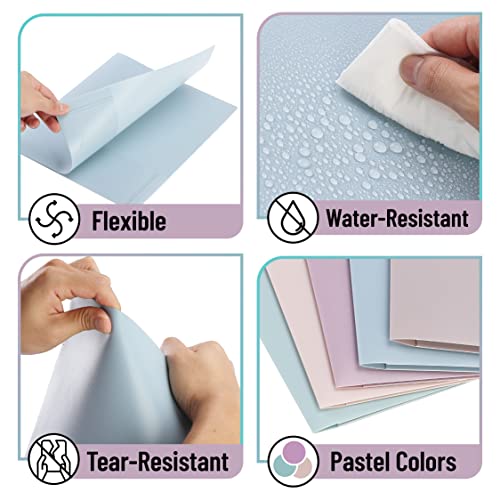 Muted Pastel 2-Pocket Plastic File Folders - 5 Pack