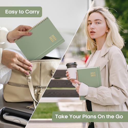 A5 Academic Planner 2024-2025 - Green Hardcover