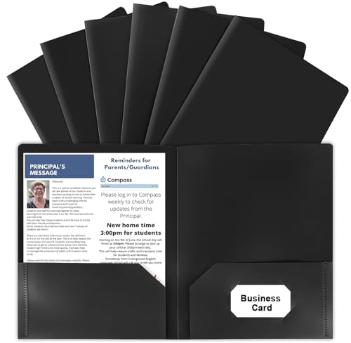 6 Pack Black 2 Pocket File Folders