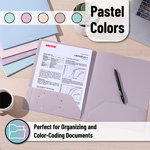 Muted Pastel 2-Pocket Plastic File Folders - 5 Pack
