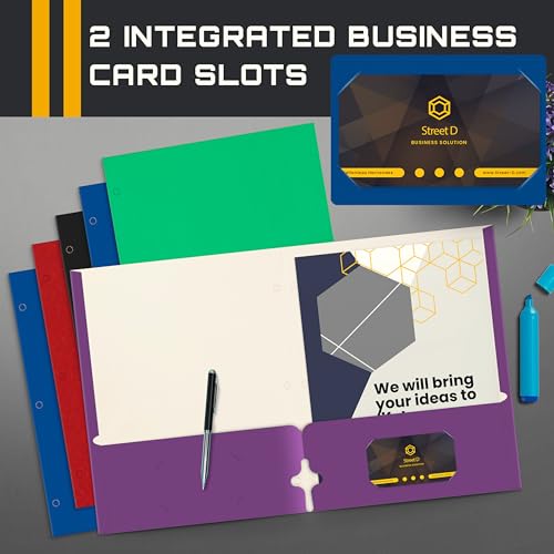 Assorted 2-Pocket Paper Folders, Pack of 100