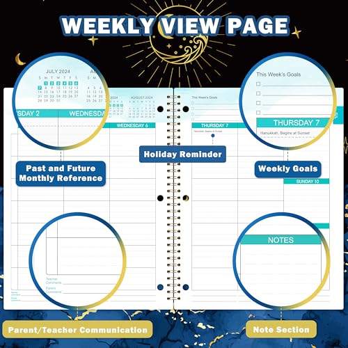 Academic Planner 2024-2025 with Monthly Tabs and Stickers