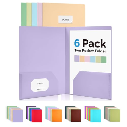 Soeez 6-Pack Heavy Duty Pocket Folders Set