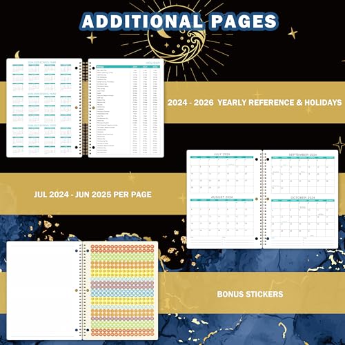 Academic Planner 2024-2025 with Monthly Tabs and Stickers