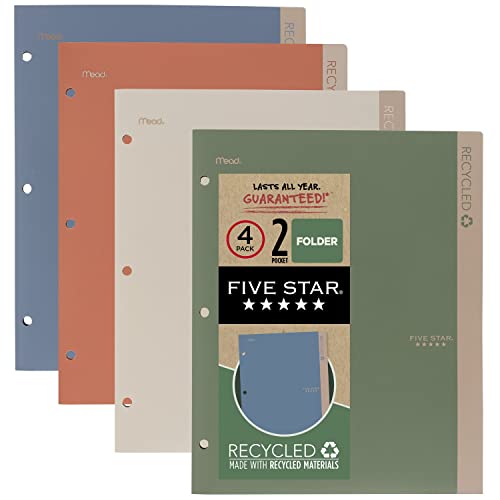 Five Star 4-Pack Recycled Plastic 2-Pocket Folders