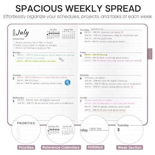 2024-2025 Academic Planner: Monthly & Weekly Organizer