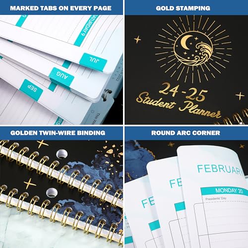Academic Planner 2024-2025 with Monthly Tabs and Stickers
