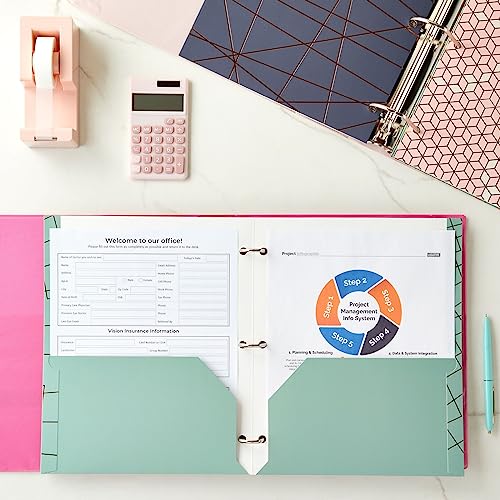 6 Geometric Pocket Folders - 6 Pack Set