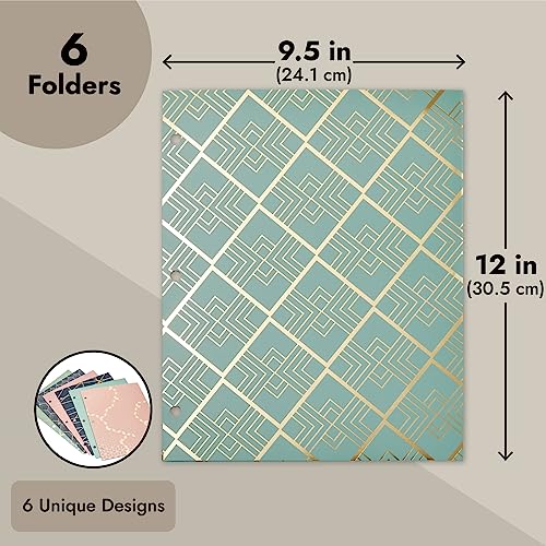 6 Geometric Pocket Folders - 6 Pack Set