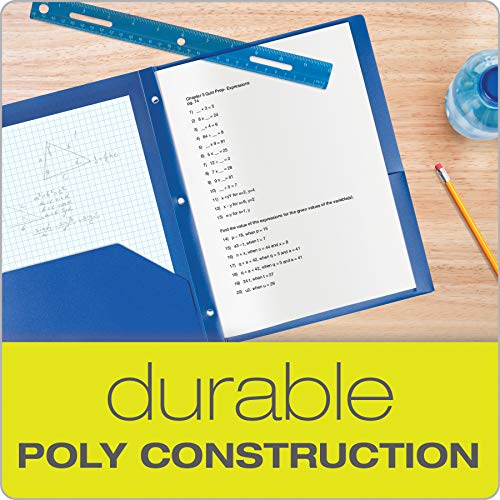 Sturdy Plastic 2 Pocket Folders, 6 Pack