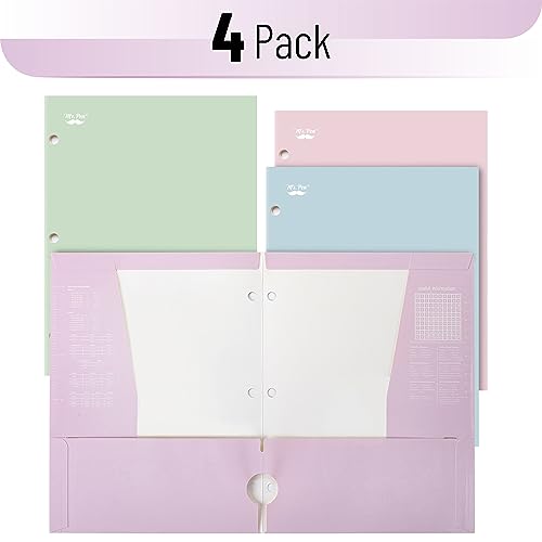 Pastel Pocket Folders 4-Pack for School Use
