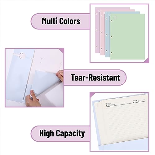 Pastel Pocket Folders 4-Pack for School Use