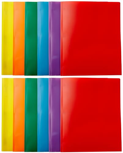 Assorted Heavy Duty 2-Pocket Plastic Folders, 12-Pack