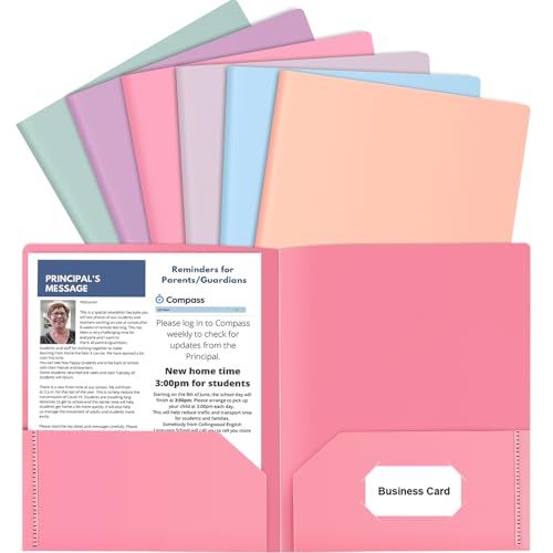 Pastel 6-Pack Colored File Folders with Pockets