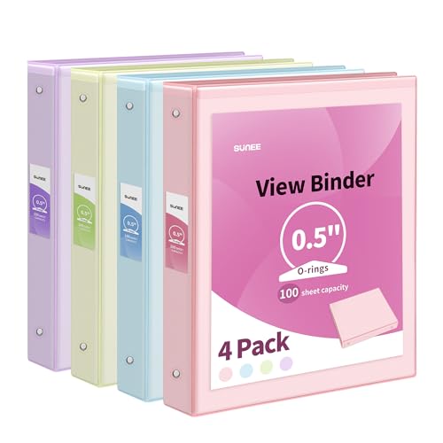 SUNEE 4-Pack 0.5 Inch Clear View Binders