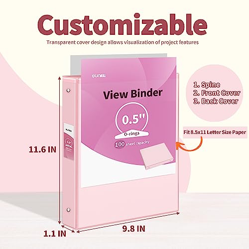 SUNEE 4-Pack 0.5 Inch Clear View Binders