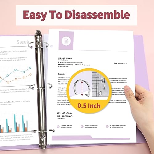SUNEE 4-Pack 0.5 Inch Clear View Binders