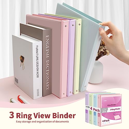 SUNEE 4-Pack 0.5 Inch Clear View Binders